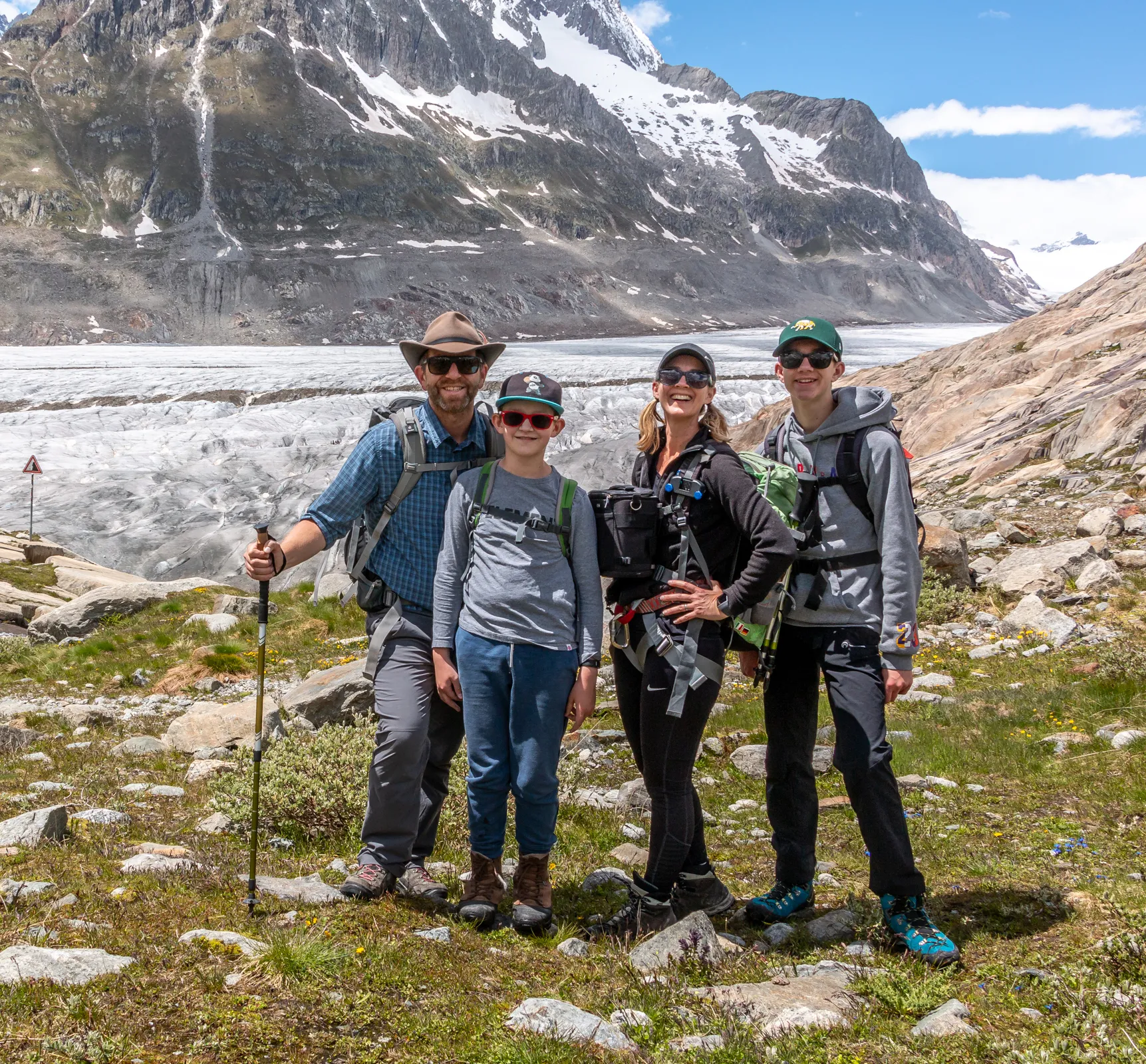 The Deans family hiking